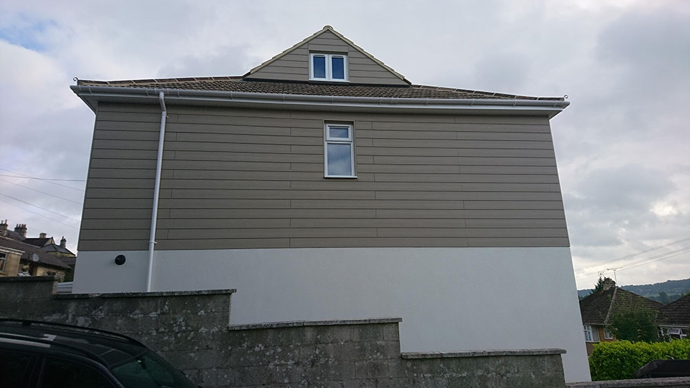 Anthracite grey fascias and guttering on a home in Corsham